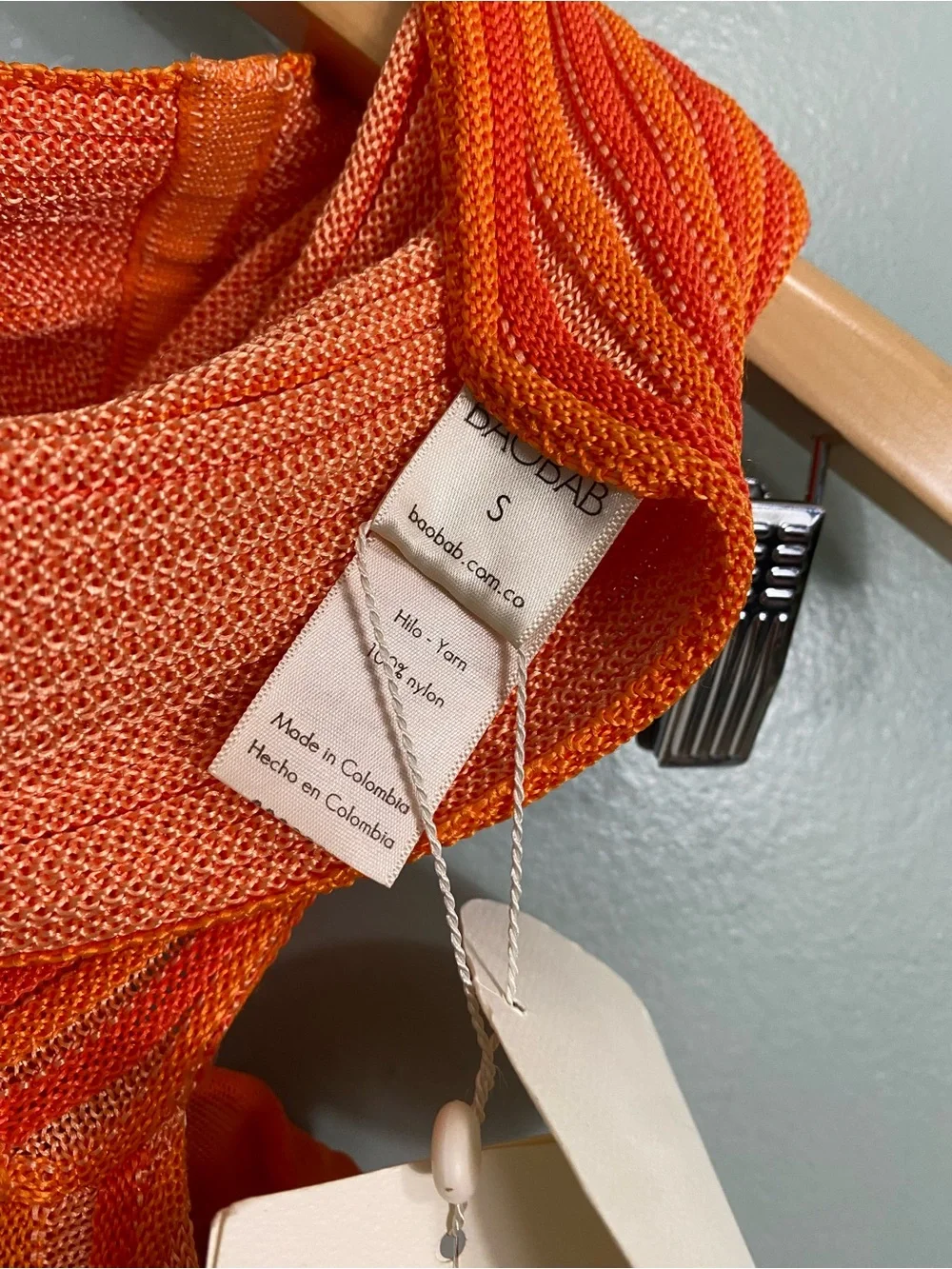 Baobab Jayne Dress Ribbed Stretchy Orange Small - Picture 4 of 6